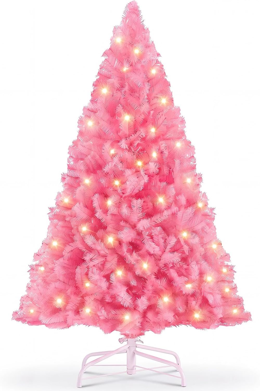 DUMOS 6 Ft Pre-lit Christmas Tree, Pink Artificial Xmas Tree