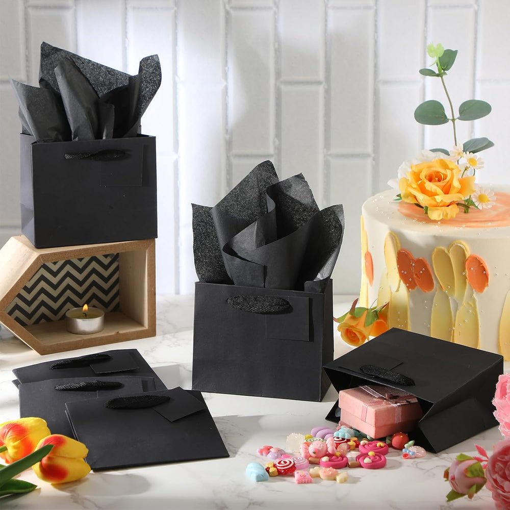 Qilery 50 Pcs Halloween Black Small Paper Gift Bag