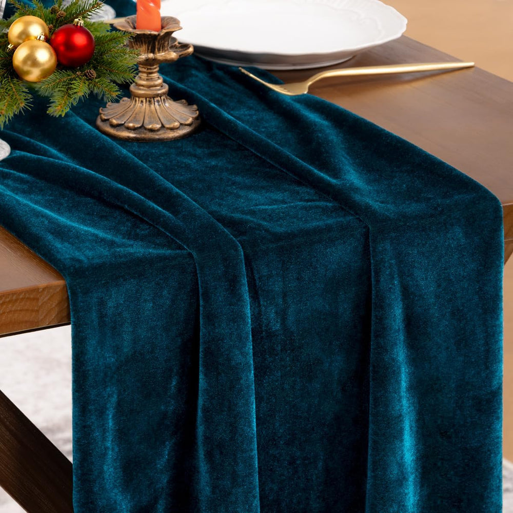 4Pack Peacock Velvet Table Runner Cloth Fall Luxurious Wedding Party Decor