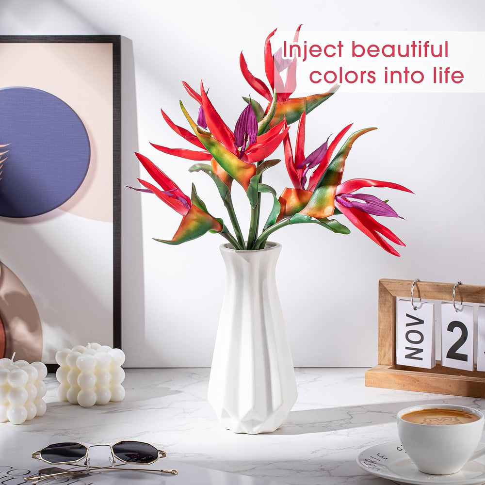 Birds of Paradise Artificial Flowers, Tropical Faux, Pink, 12 Pcs