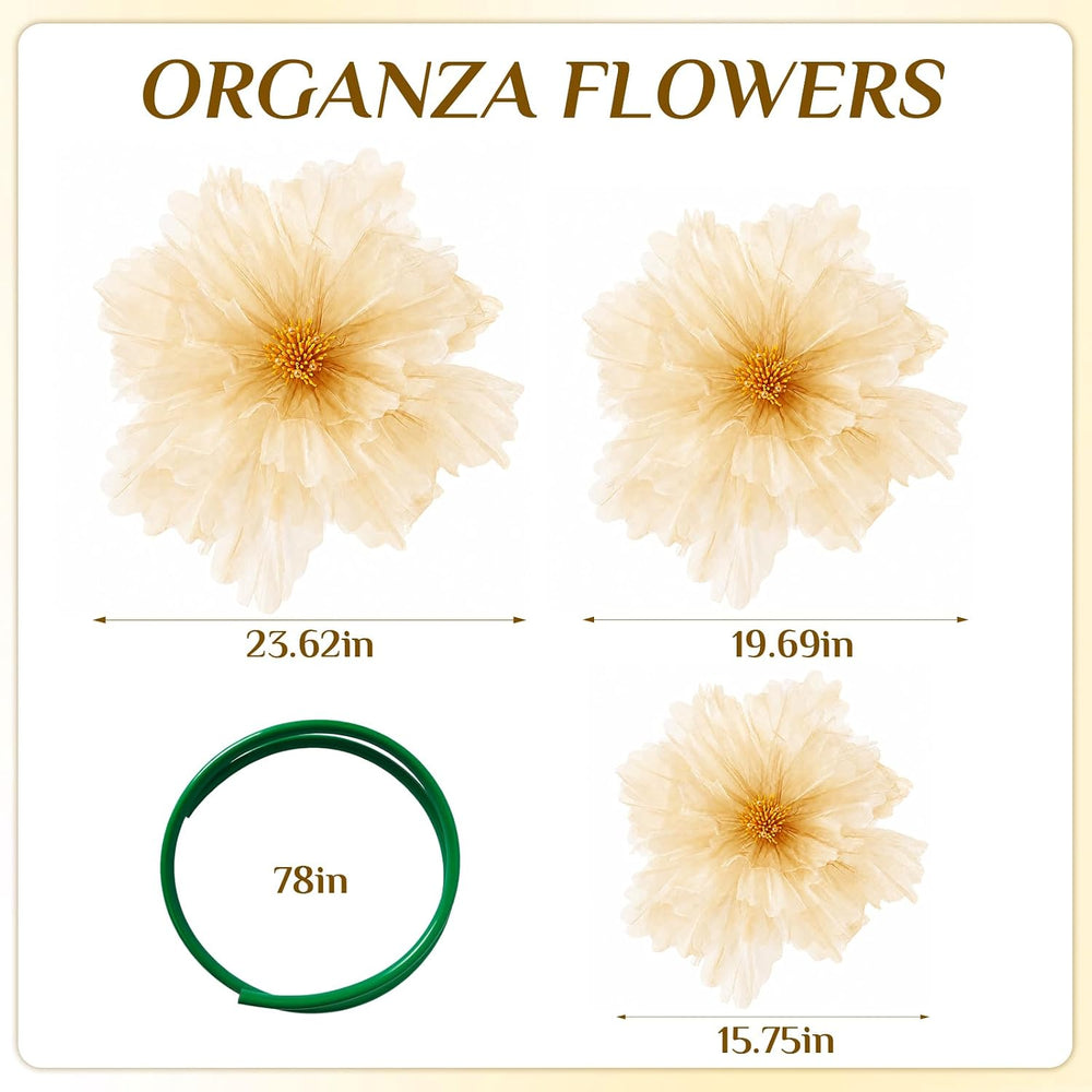 Champagne 6.6Ft Giant Artificial Flowers for Decoration with Stand &Sandbag