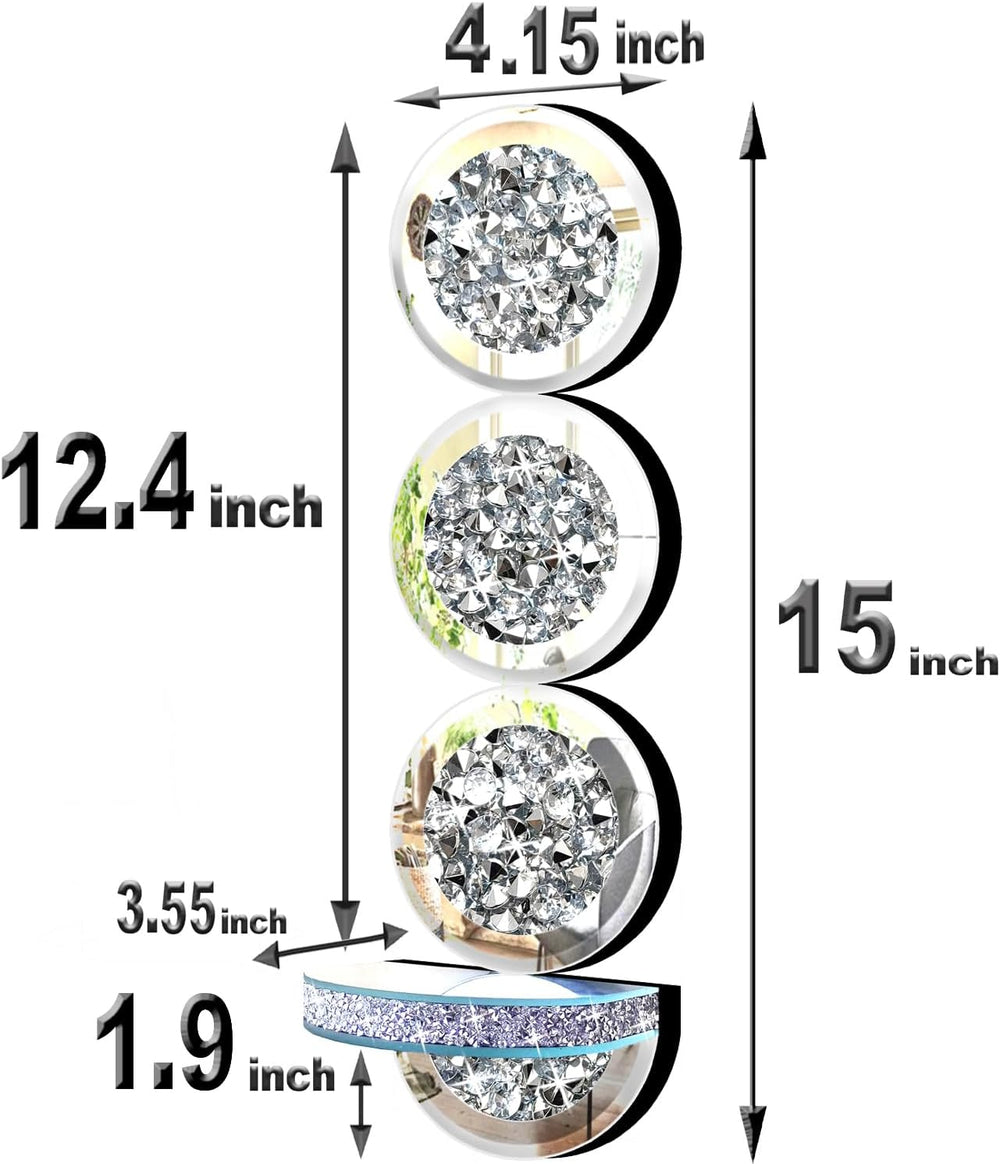 ZOLAPI Set of 2 Crystal Crush Diamond Candle Sconces, Gorgeous Silver Mirrore...