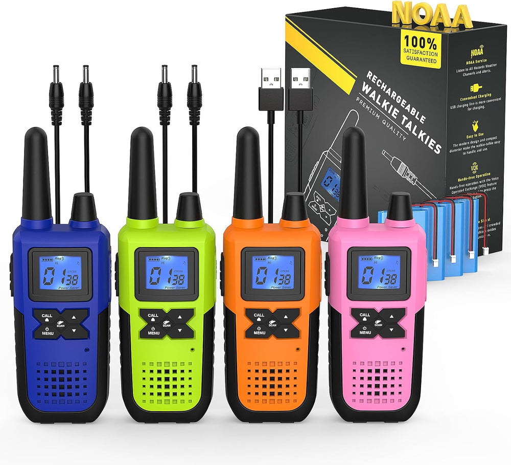 Topsung Walkie Talkies Long Range FRS IVOX NOAA 1800mAh Li-Po Rechargeable