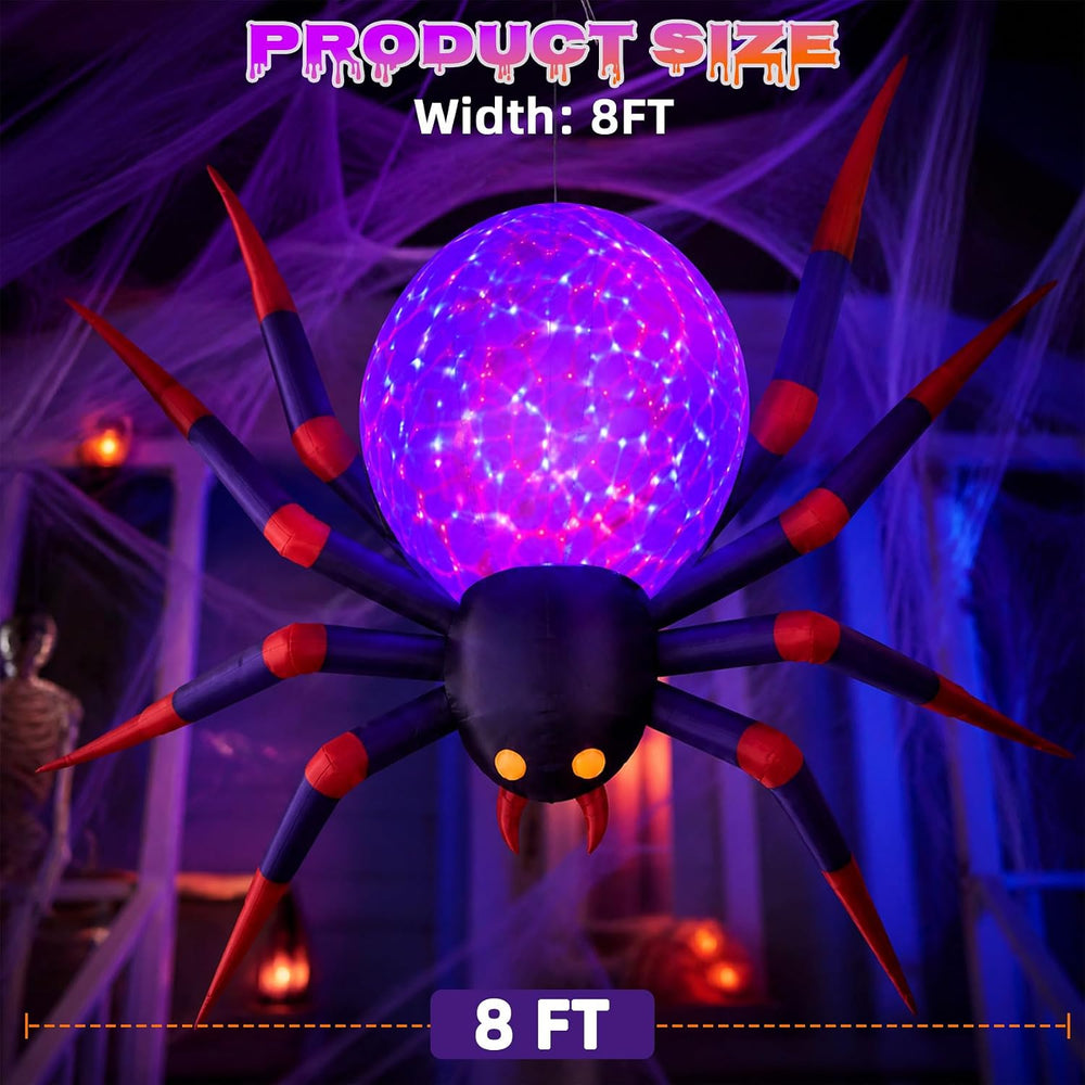 SUNNINO 8FT Halloween Inflatable Spider with LED Lights