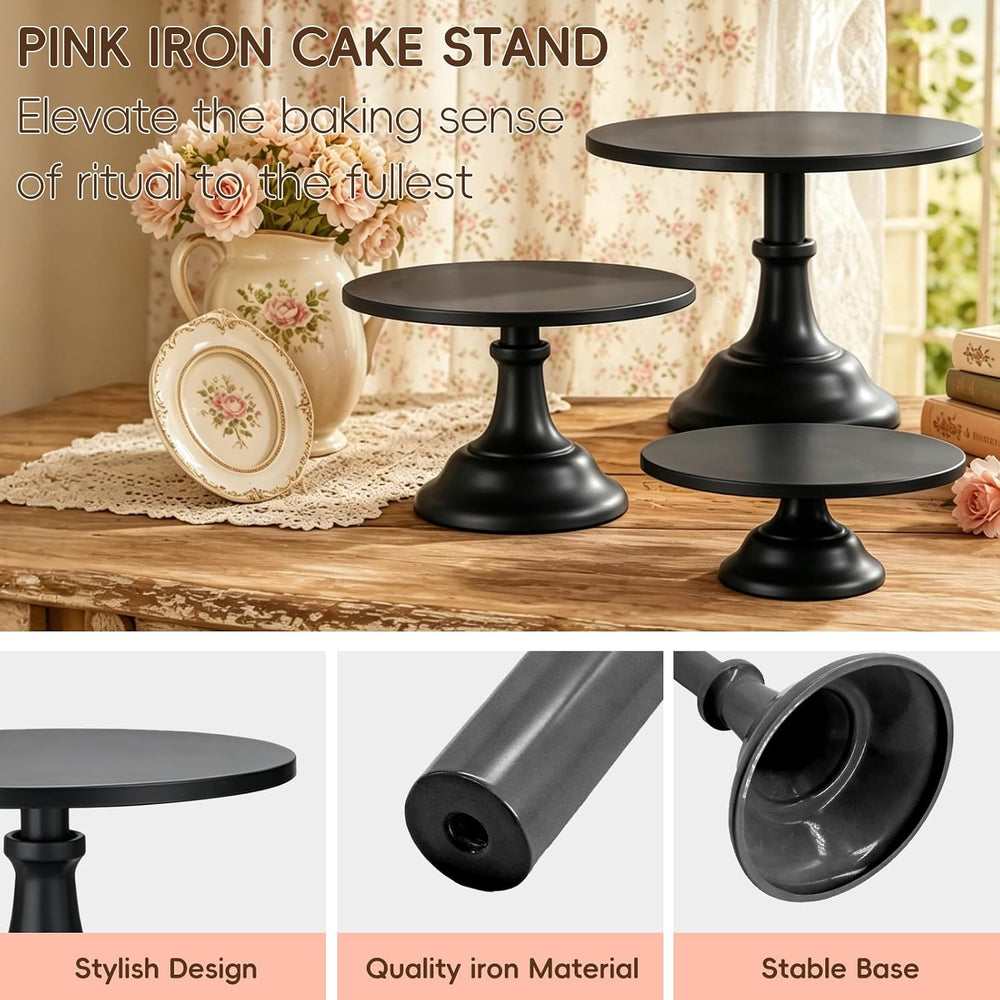 3 Pcs Cake Stand Set,8"/10"/12" inch,Metal Cupcake Holders Sta...