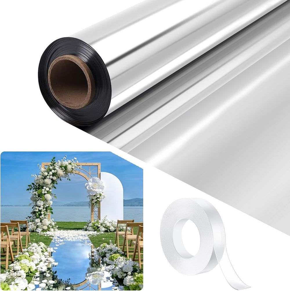 3.3x32.8ft Mirror Rug Aisle Runner for Wedding,Double Sided Bright Reflective...