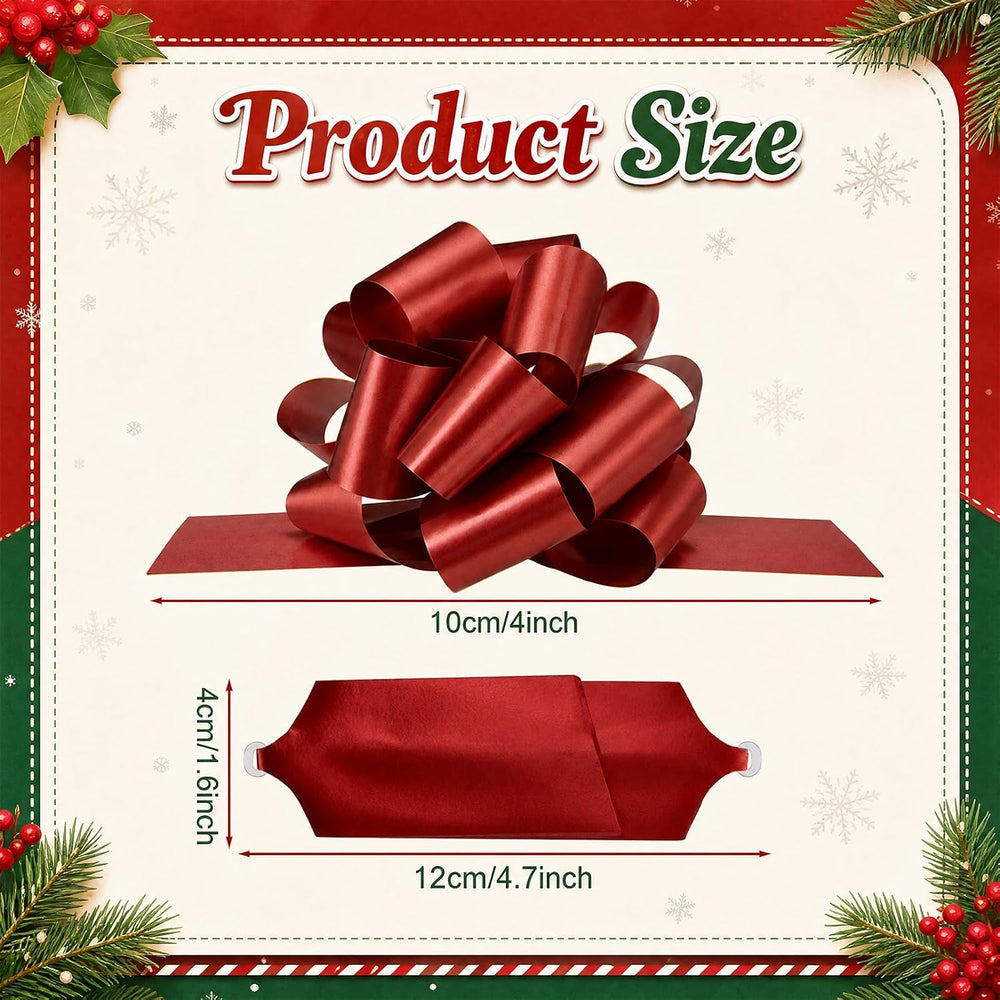 WILLBOND 100 Pcs 5 Inch Christmas Pull Bows Wrapping Gift Bows with Ribbon Pr...
