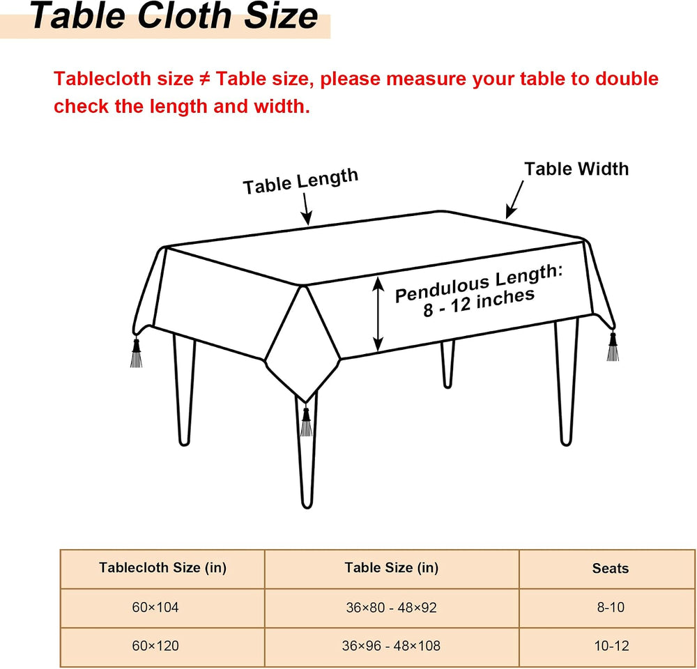 Loom and Mill Luxury Rectangle Fabric Tablecloth 60x120 Inch, Black
