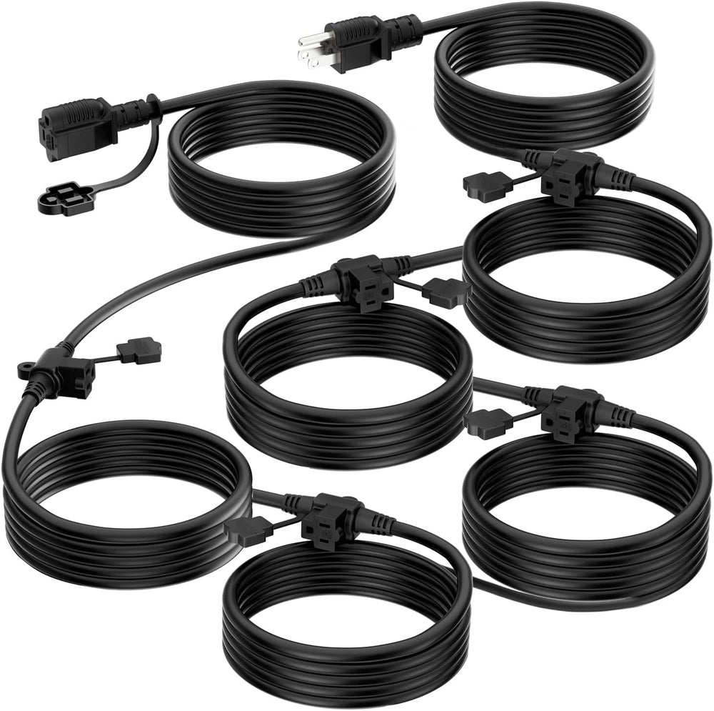 K KASONIC Outdoor Extension Cord 50 FT, Evenly Spaced 6 Outlets, Black