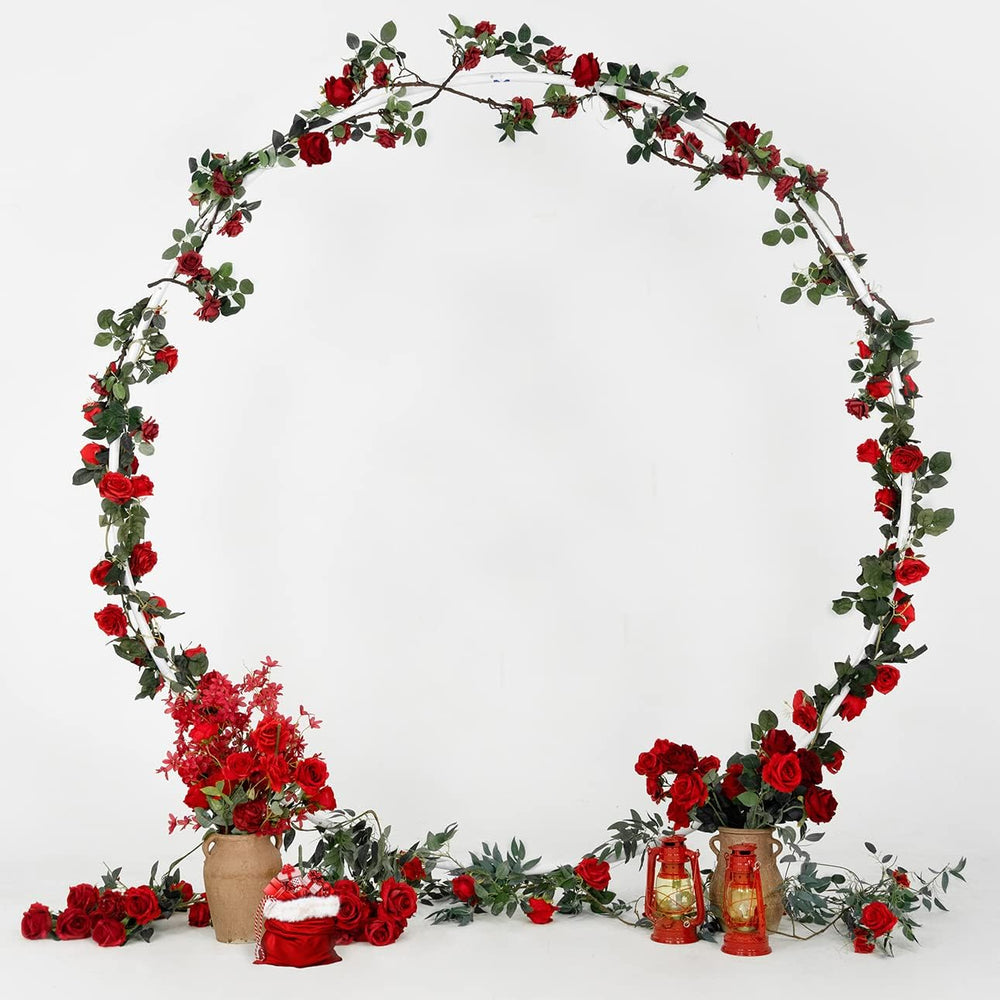Round Backdrop Stand Circle Arch, 6.5ft White Metal Balloon Arch Kit for Part...