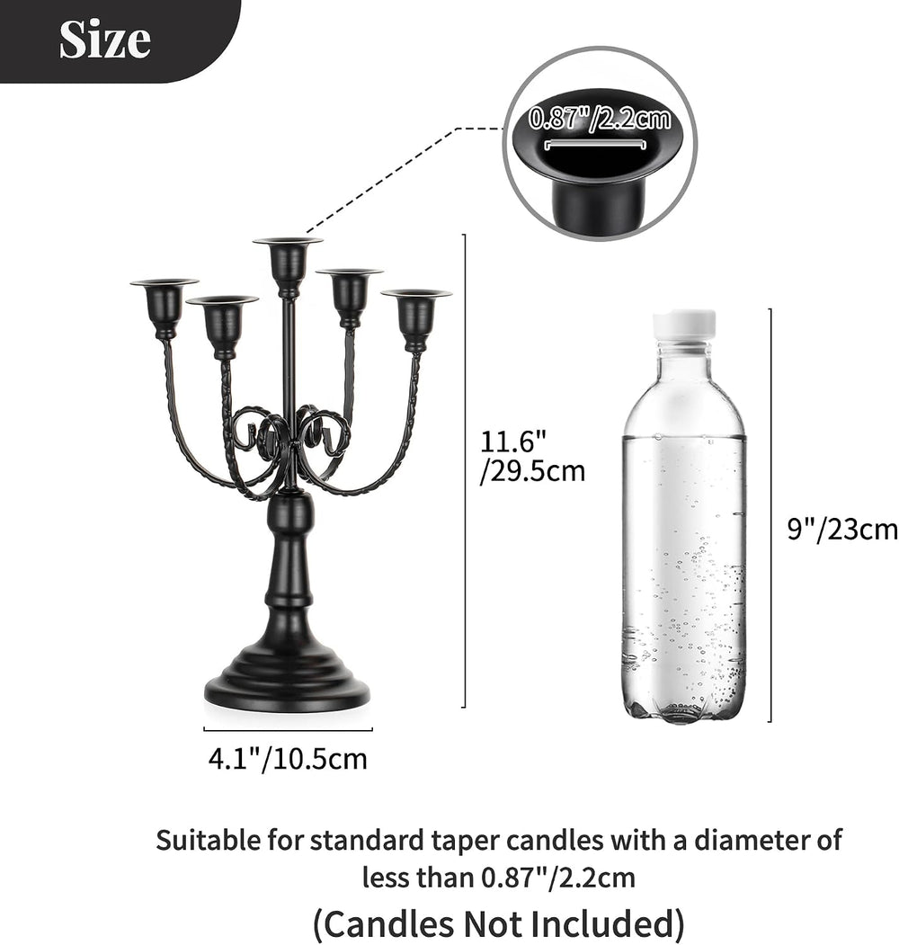 NUPTIO Candelabra Candlestick Holders for Centerpiece: Black Candle Holder
