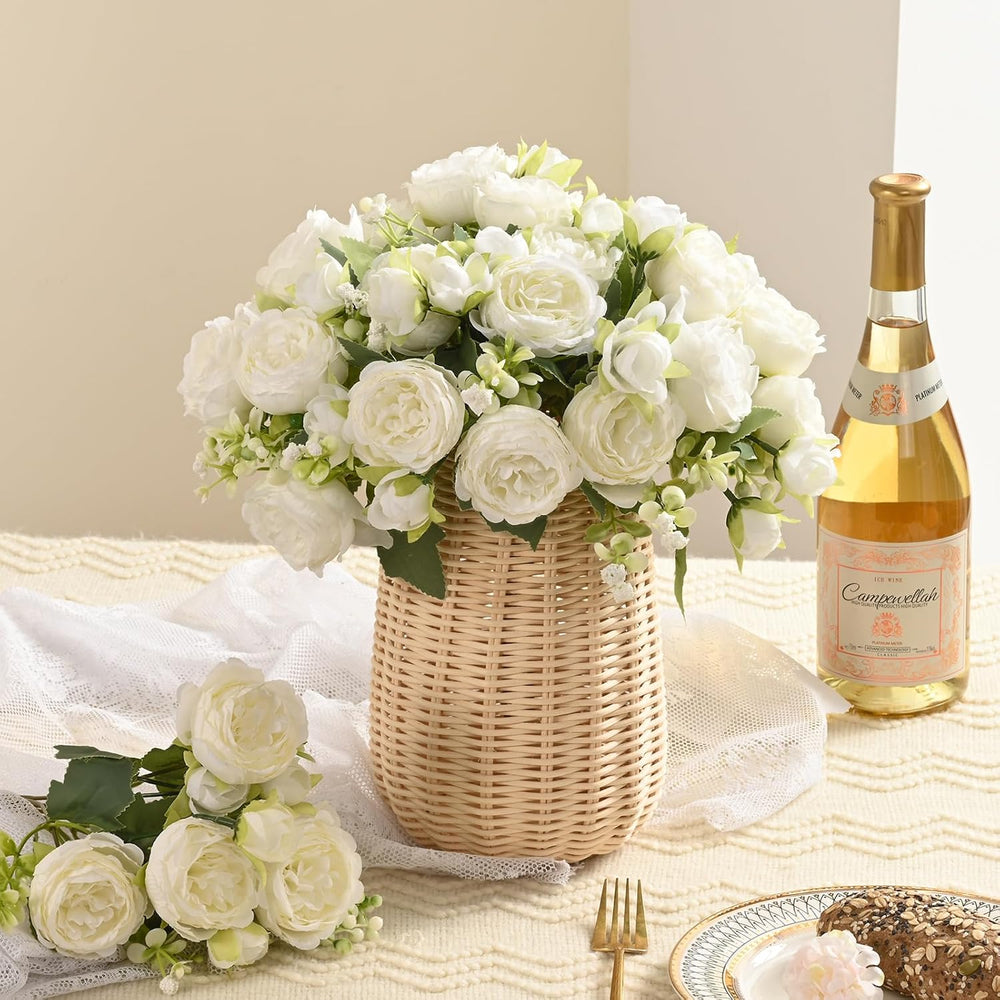 8 Packs Peonies Artificial Flowers, White Silk Flowers Artificial Peonies