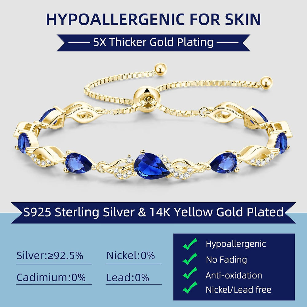FANCIME Birthstone Adjustable Tennis Bracelet for Women
