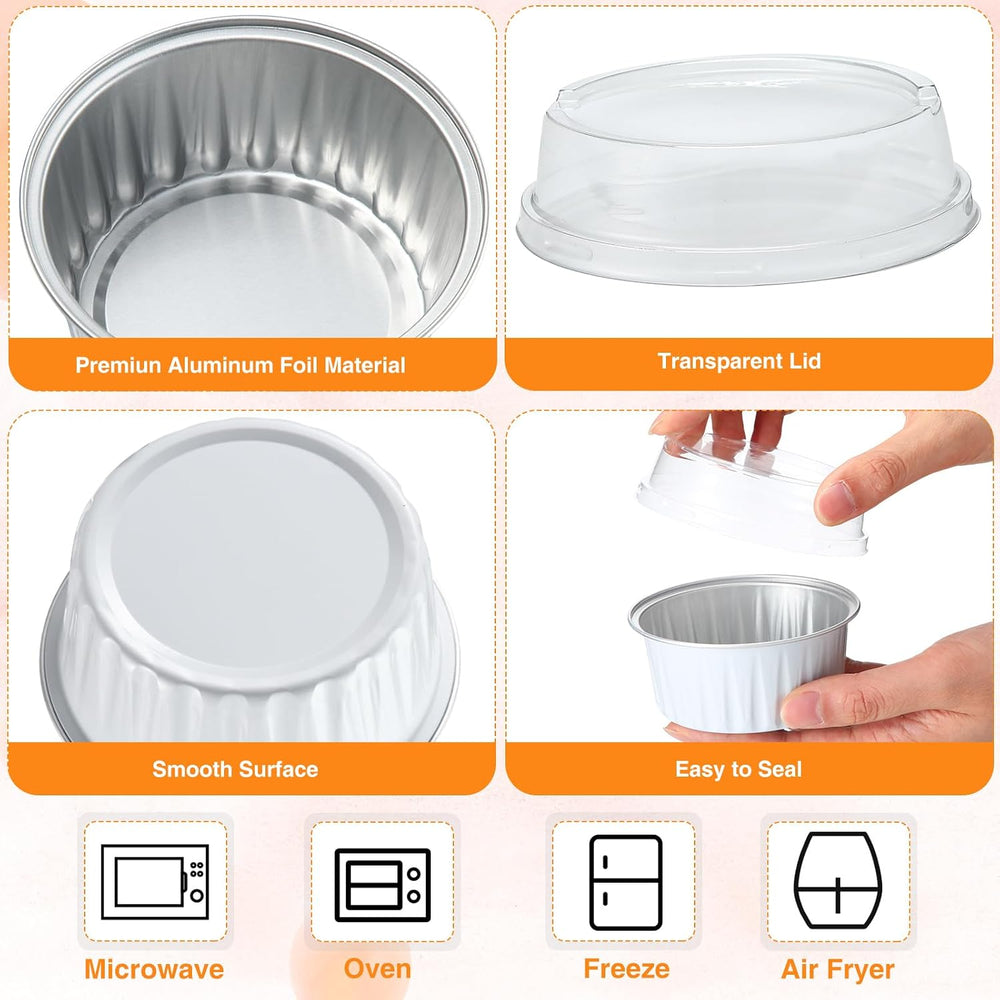 Gejoy 400 Pcs Aluminum Foil Baking Cups with Lids, Classic, White