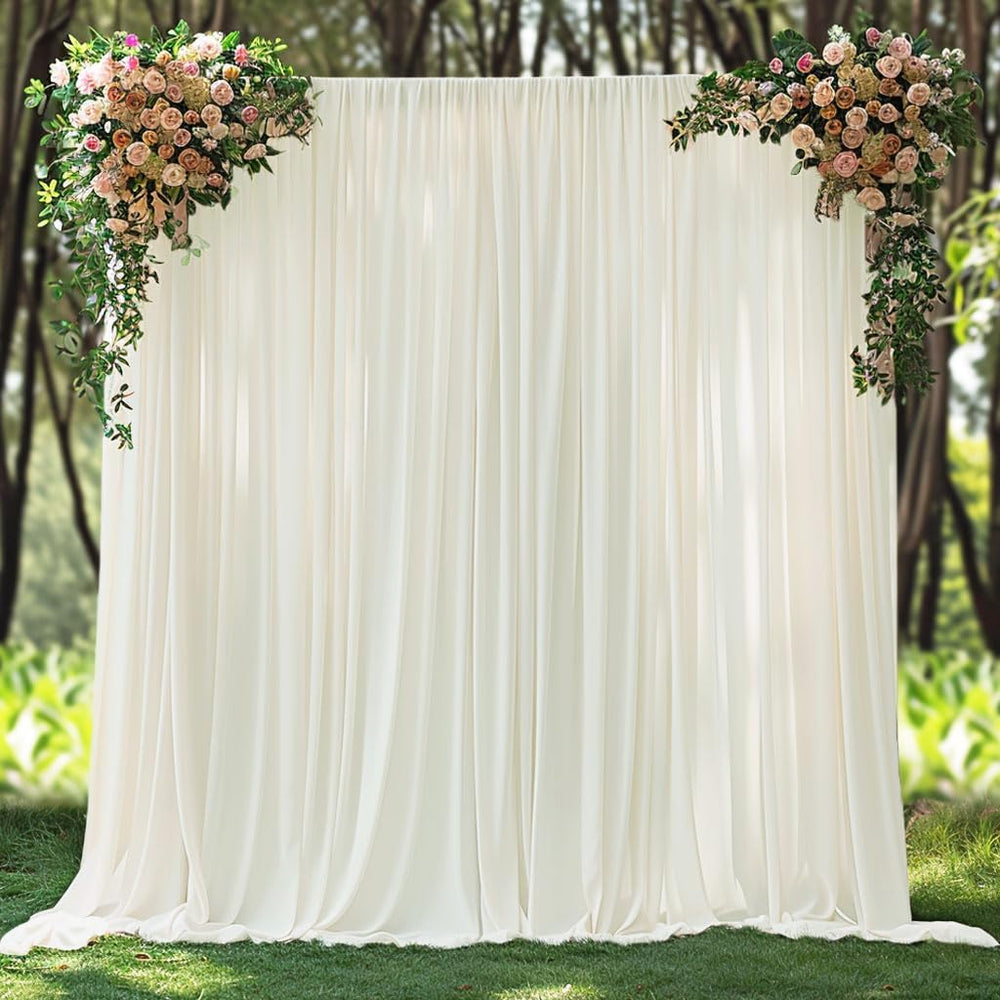 20x10ft Wrinkle Free Ivory Backdrop Curtain for Parties Soft Fabric Drapes We...