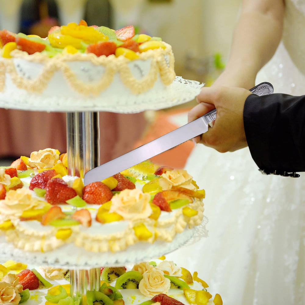 Vintage Wedding Cake Knife and Server Set, Stainless Steel Cake Pie Pastry Cu...