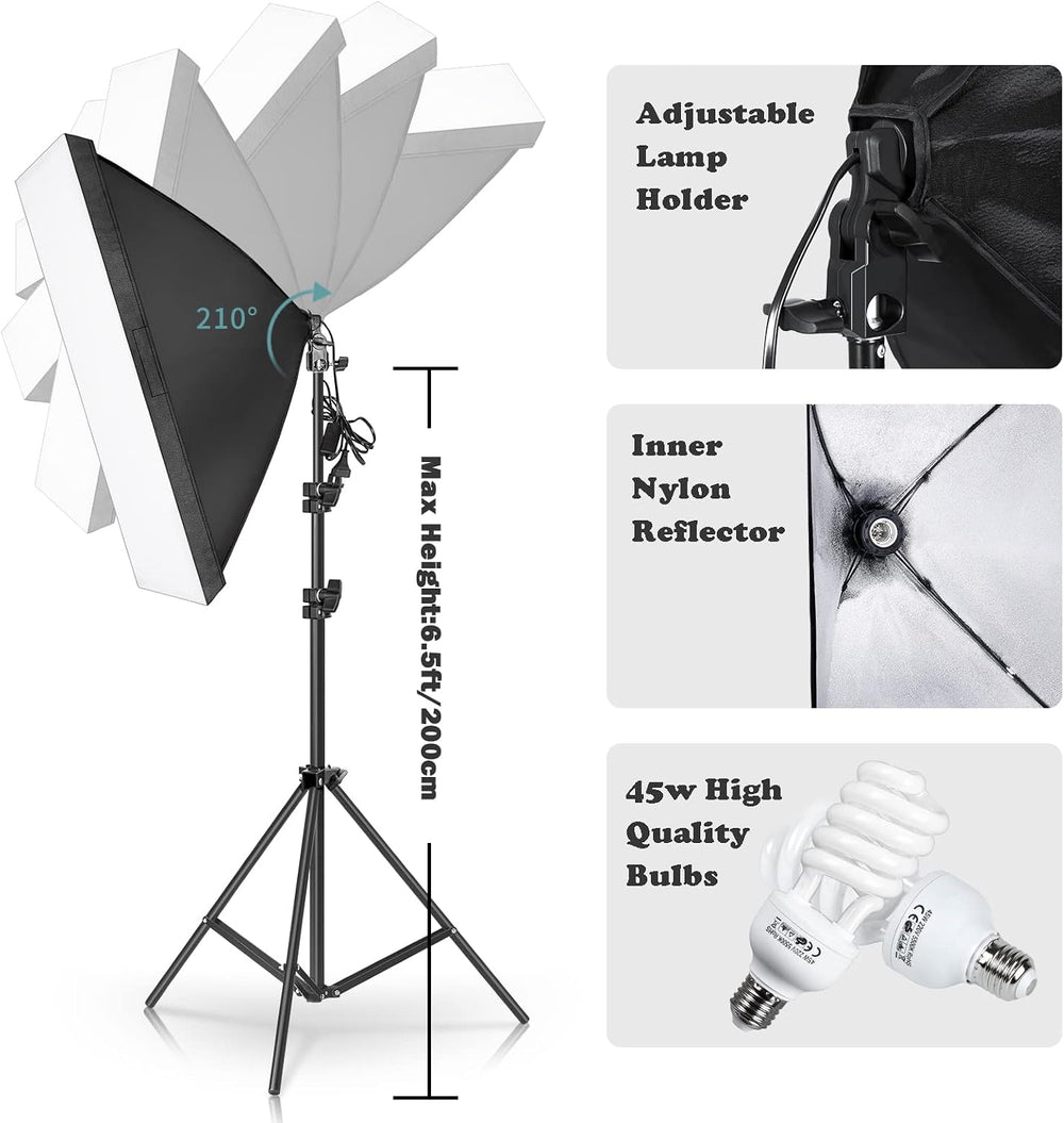 Photo Lighting Kit, 2M x 3M/6.6ft x 9.8ft Background Support System and 900W ...