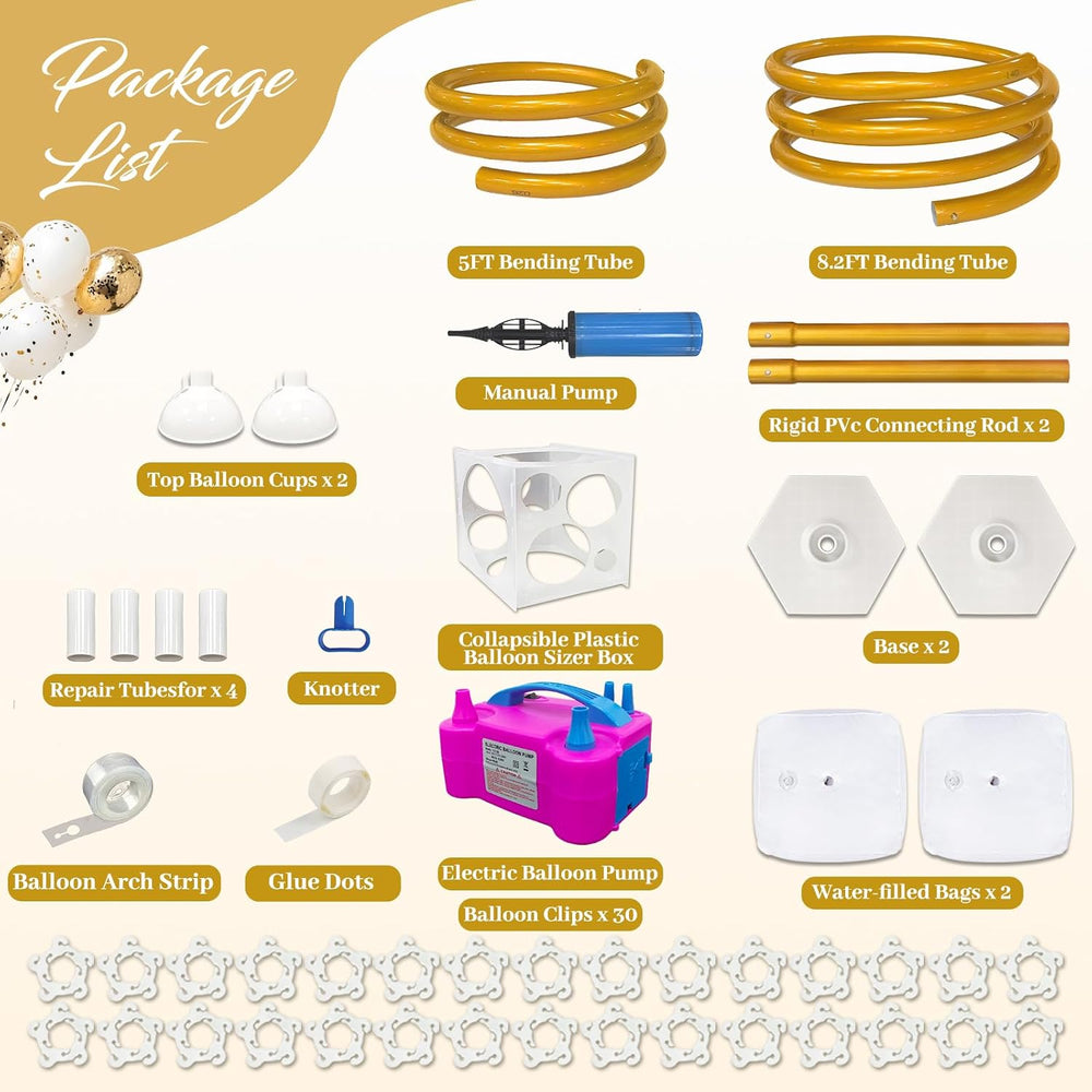 Balloon Arch Kit with Pump 8.2FT/5FT Gold Half Arch Balloon Stand for Party