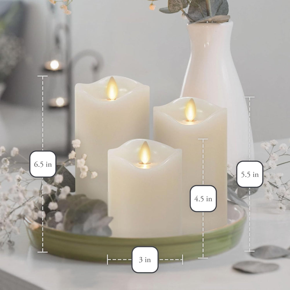 Co. Flameless Pillar Candles Ivory 3.0" x 4.5"/ 5.5"/ 6.5"
