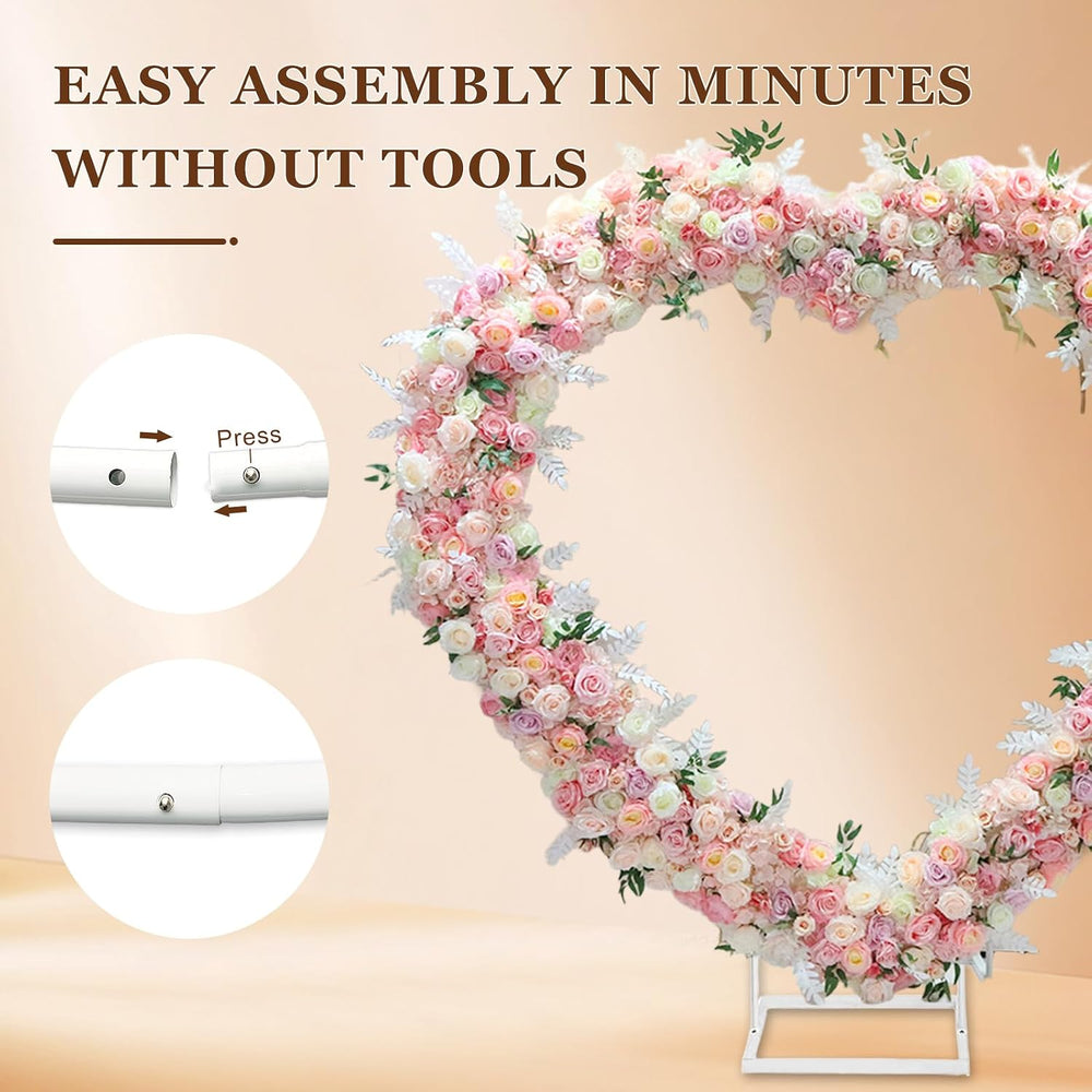 Heart Shaped Metal Balloon Arch Kit,6.6ft Wedding Heart Arch Backdrop Stand,w...