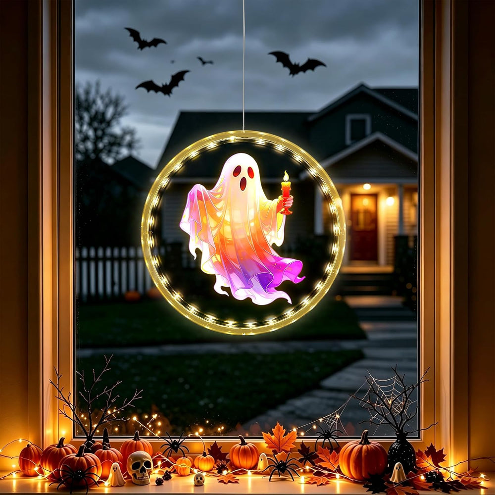 3 Pack Rechargeable Indoor Halloween Window Lights,4/6/12H Timer Function