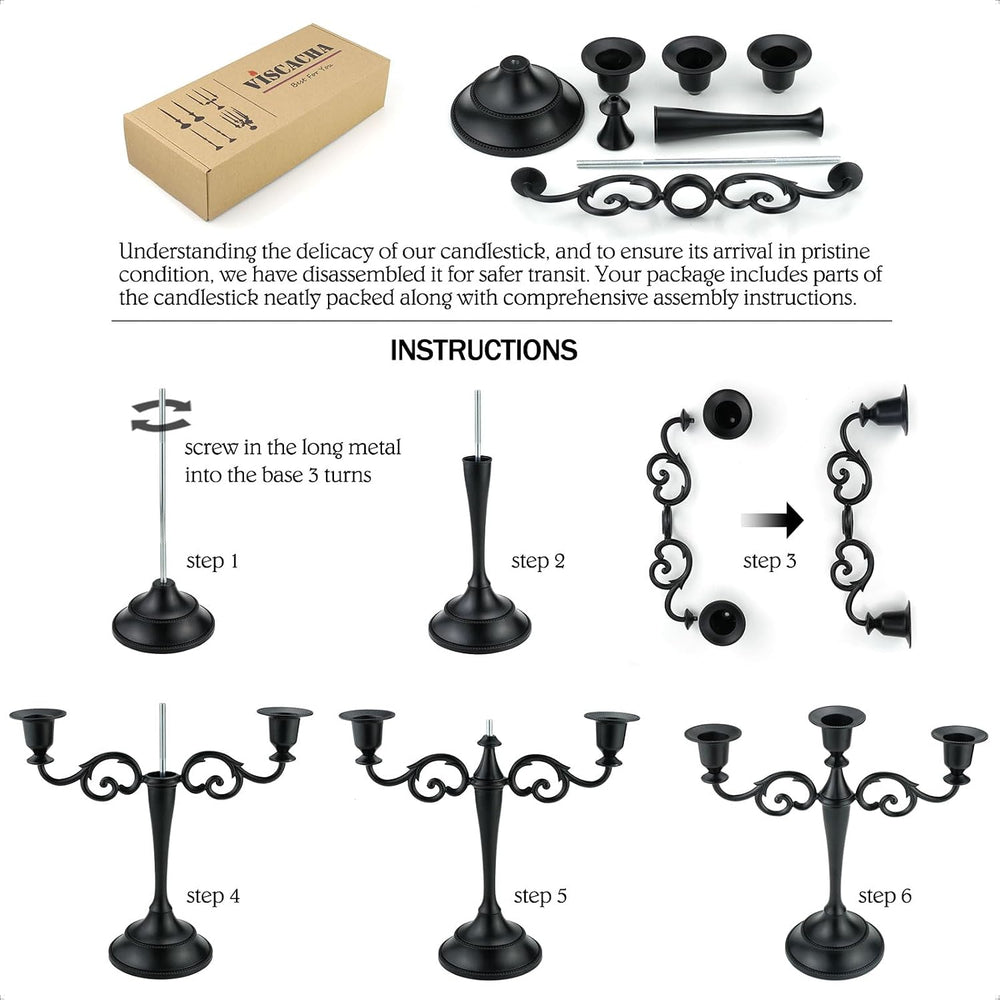 3-Arm Metal Candelabra Candle Holder Table Centerpiece,Pewter