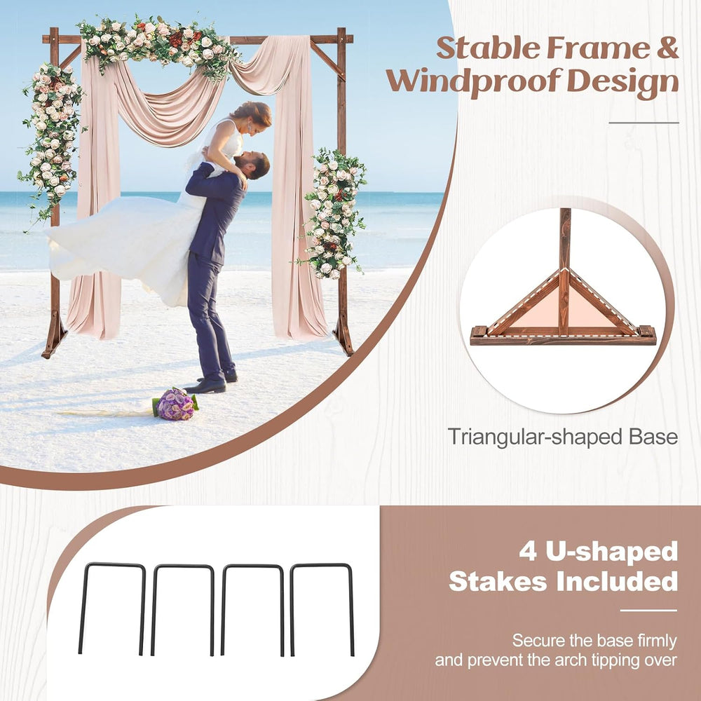 Moccha Wedding Arch, 7.2 FT Wooden Arch Backdrop Stand, Outdoor Archway Pergo...