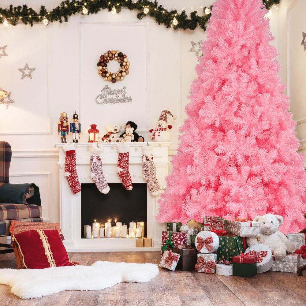 KTKDE 7.5ft Pink Christmas Tree, Artificial Christmas Tree, Sturdy Metal Stan...