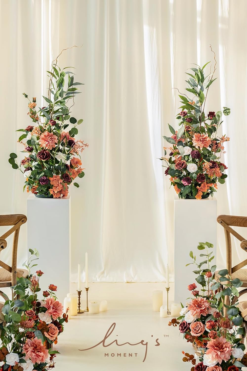Ling's moment 36" Freestanding Flowers, Fall Wedding Decor, Terracotta