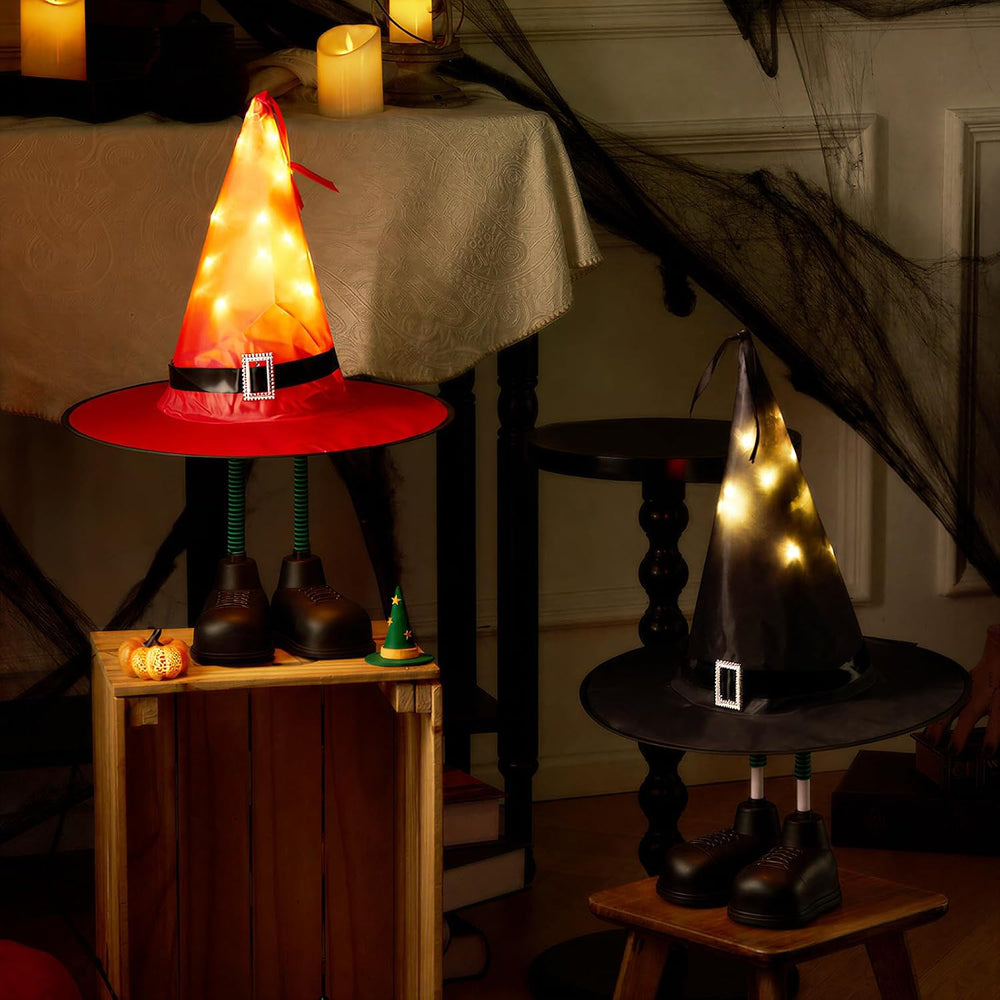 Halloween Decorations – 2 Pack Spooky Light Up Witch Hat Ornaments