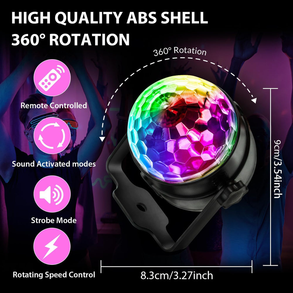 NEQUARE Disco Ball Party Lights 4-Pack, Sound Activated Strobe with Remote