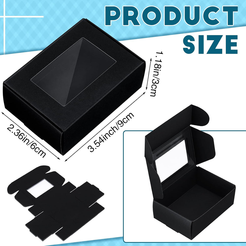 Zonon 500 Pcs Small Gift Boxes with Clear Window, Black