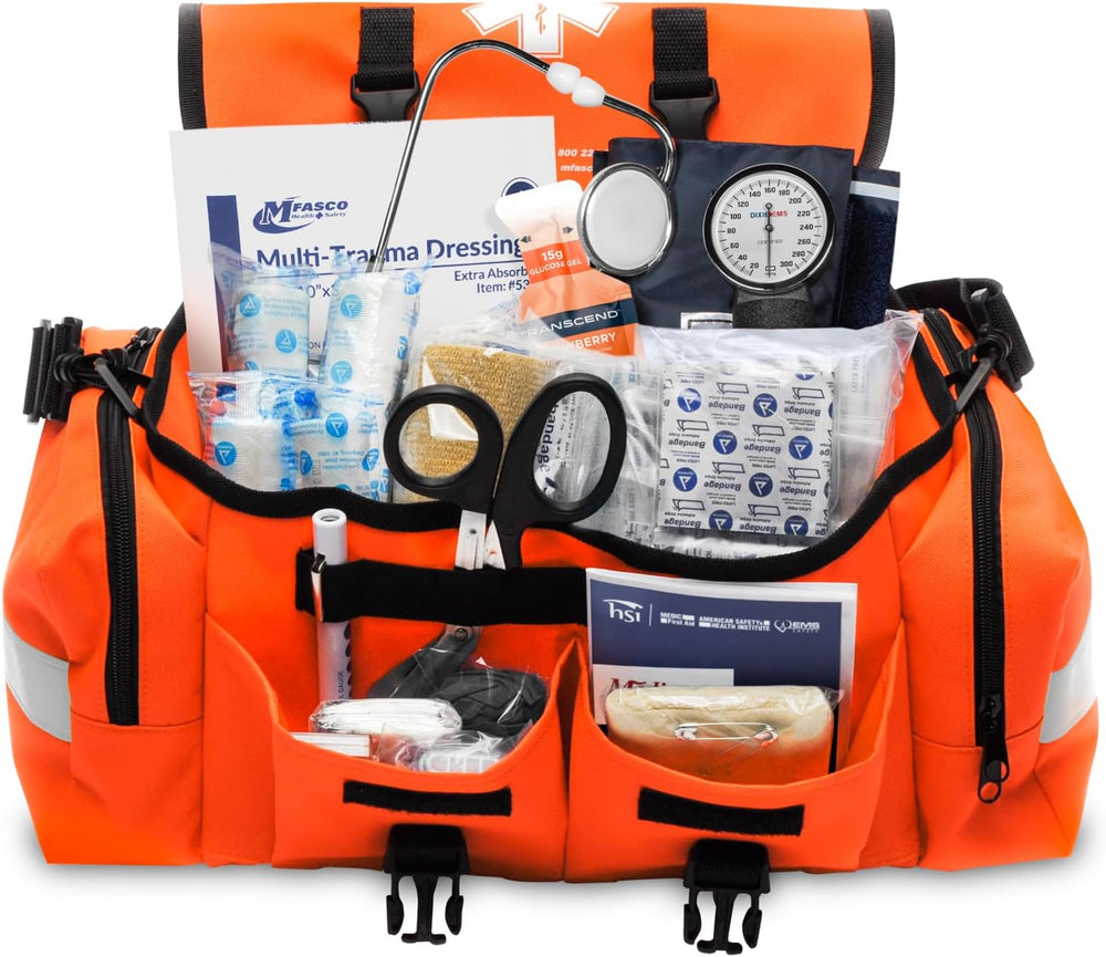 MFASCO Complete Emergency Response First Aid Kit Trauma Bag, Orange