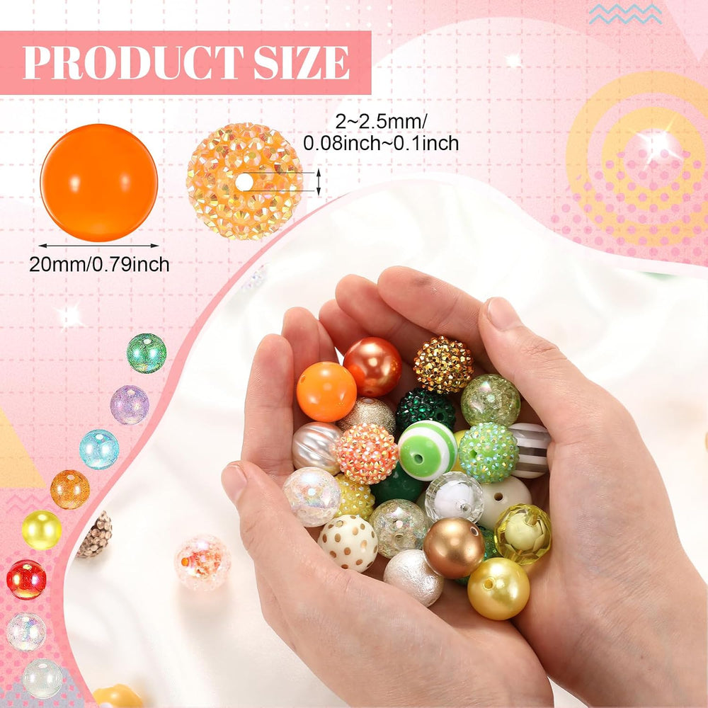 Huquary 200 Pcs 20mm Round Beads Rhinestone for Jewelry Making, Mix Color