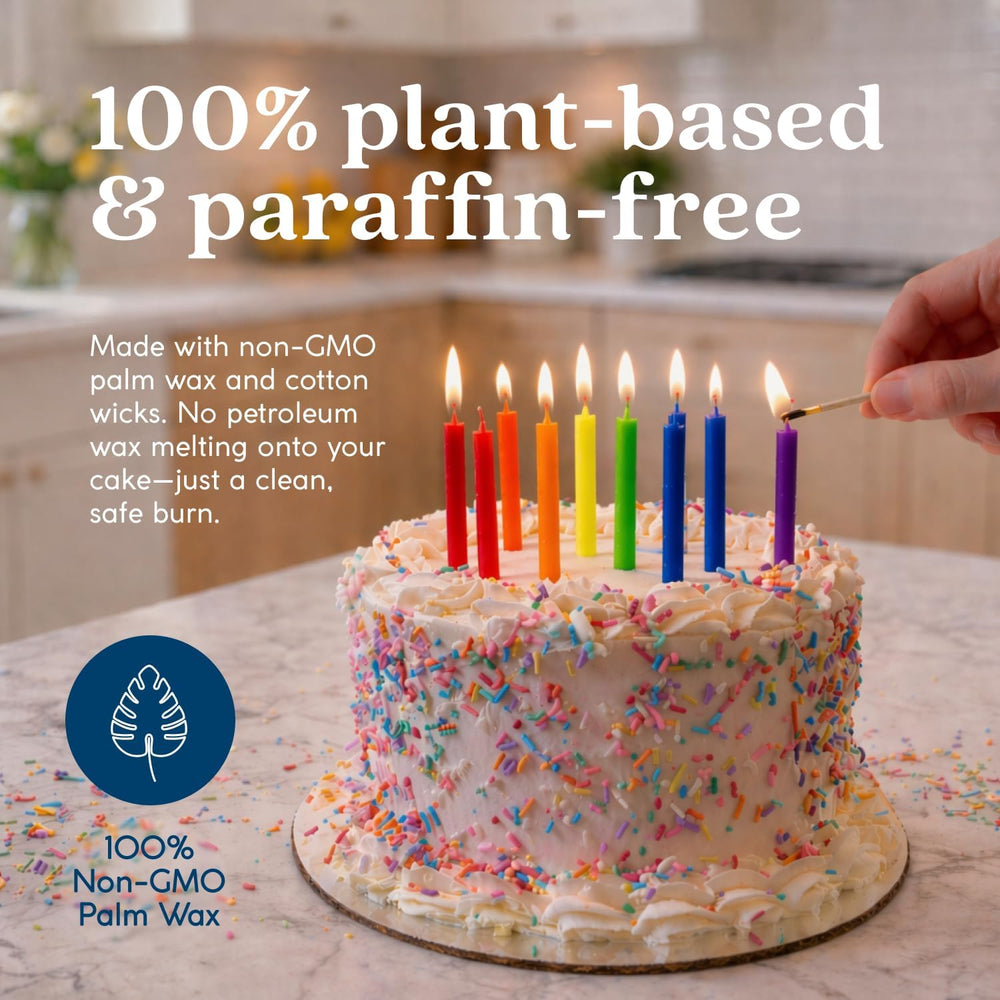 GoodLight Birthday Candles Paraffin-Free 12-Pack Rainbow 144 Count