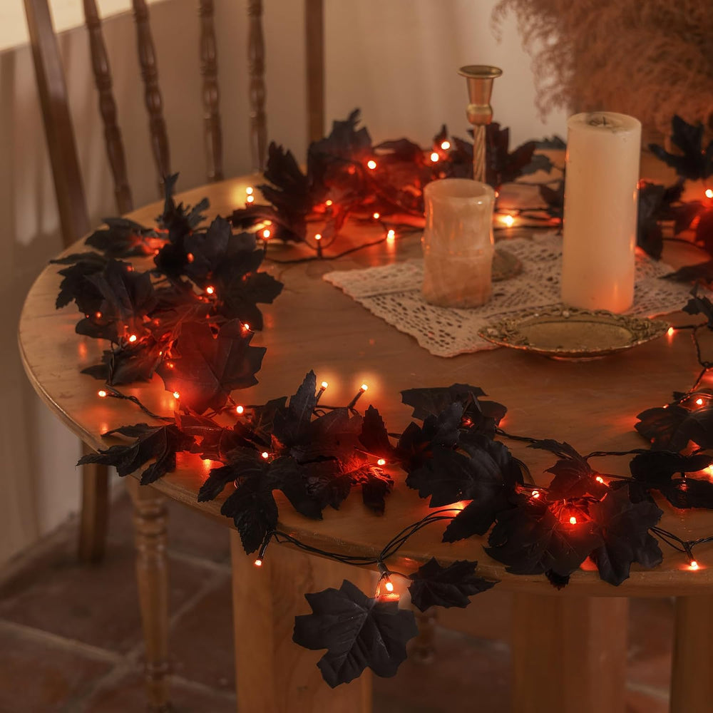 66ft Handmade 200 LED Halloween Garland,Artificial Maple Leaves String Lights...