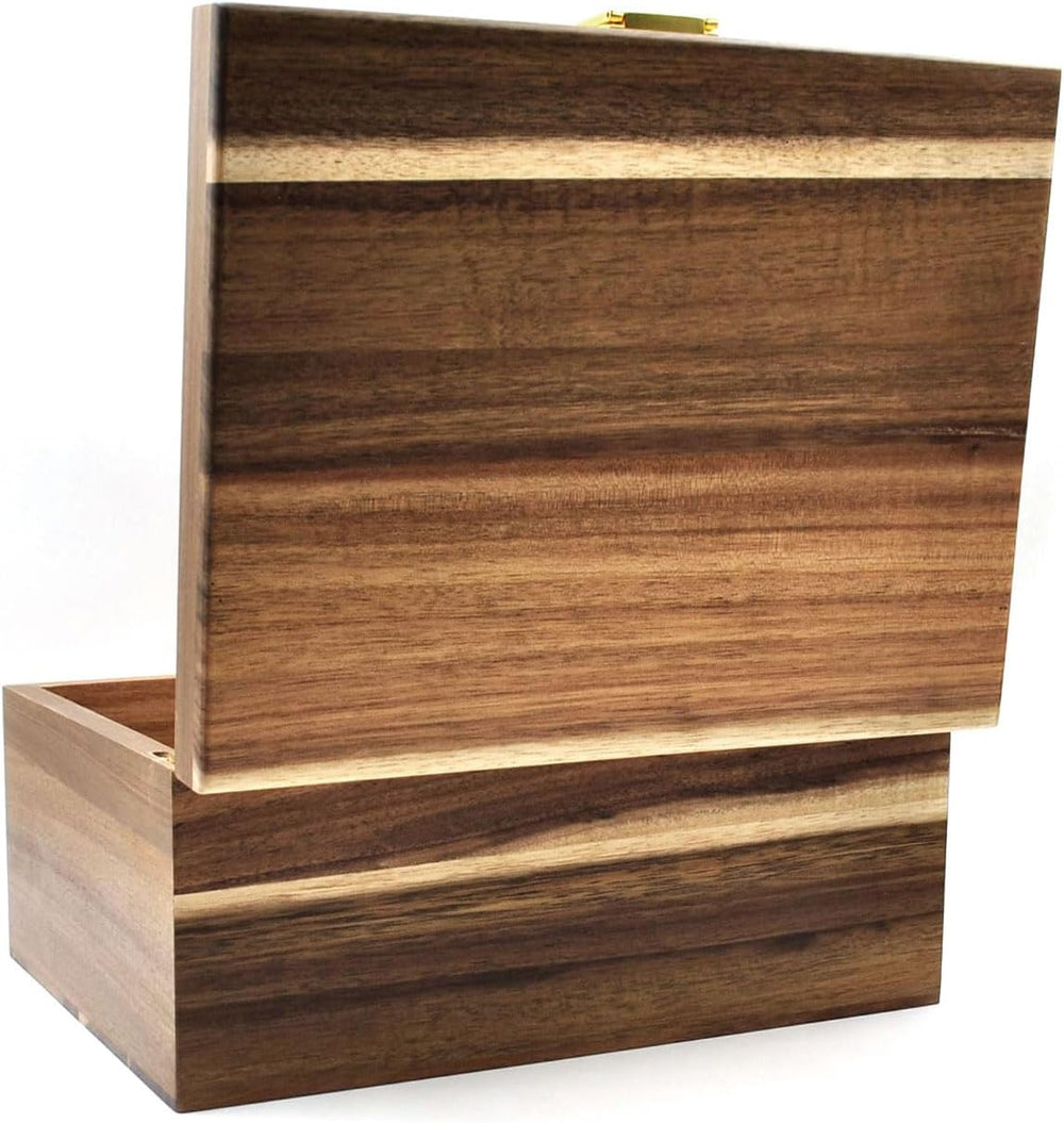 Large Wooden Storage Box with Hinged Lid, Acacia Wood Keepsake Chest