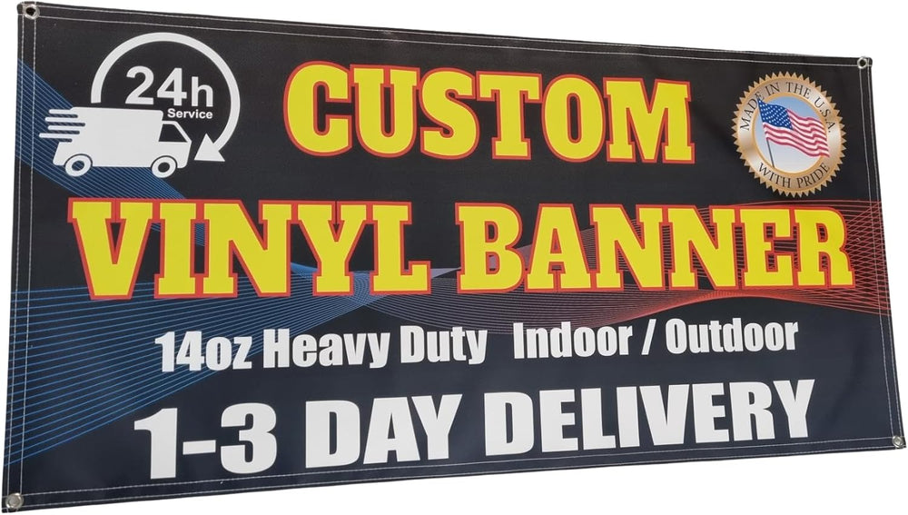 Custom Vinyl Banner, 14oz Premium Coated Vinyl, Full Color, indoor/outdoor He...