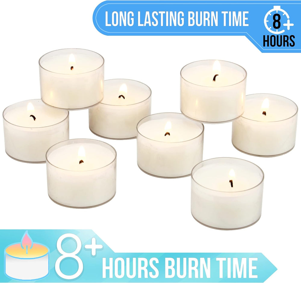 Stonebriar Bulk 96 Pack Unscented Smokeless Long Burning Clear Cup Tea Light ...