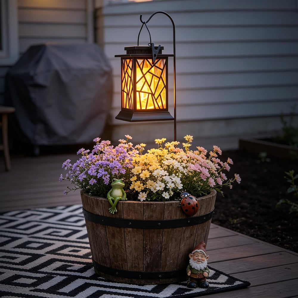 Solar Lanterns Outdoor Waterproof, Flickering Flame Hanging Solar Lights