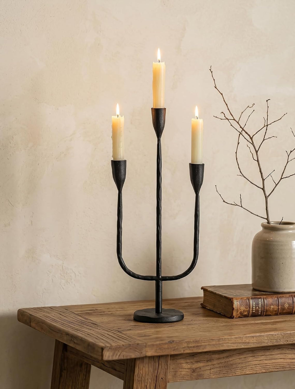 Romadedi Black Candelabra Candle Holder,16.9 in, Cast Iron