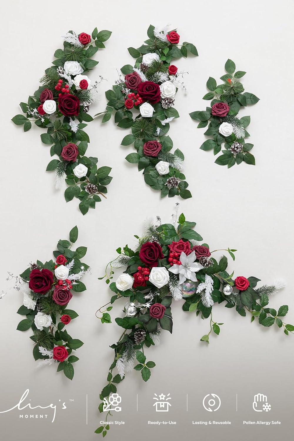 Ling's moment Christmas Artificial Flower Garland Wedding Arch 6 FT