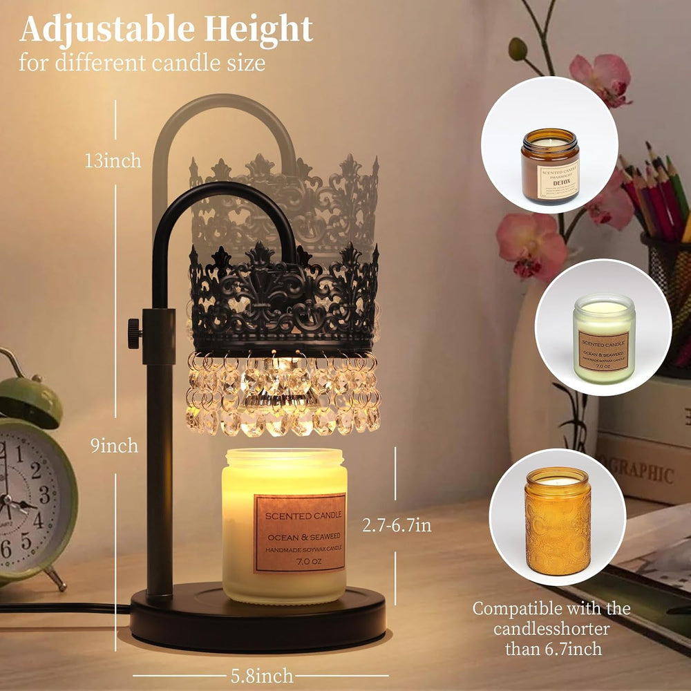 Candle Warmer Lamp with Timer Dimmer Adjustable Height with 2 Bulbs Crystal C...