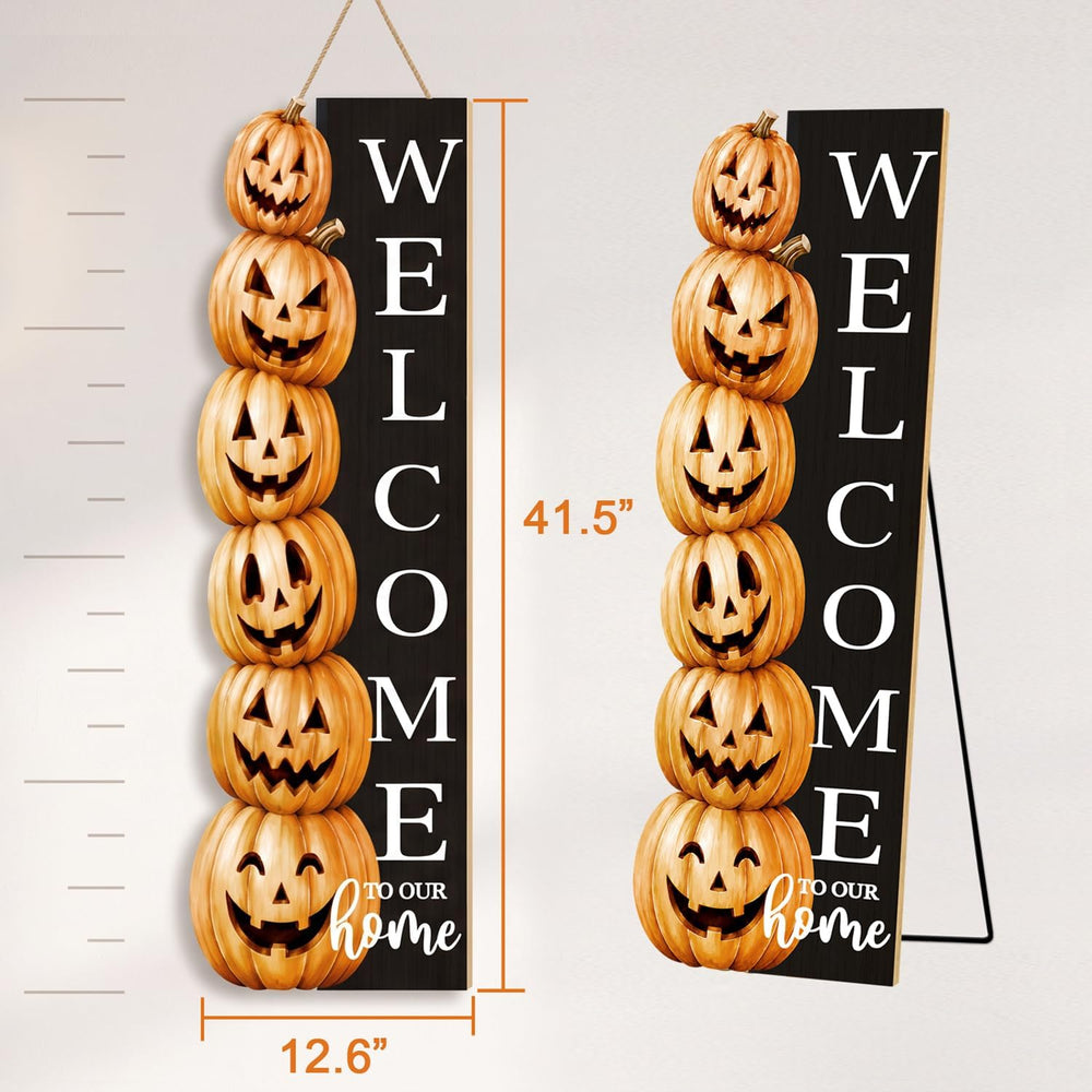 Halloween Welcome Sign for Front Door 41.5"×12.5" Spooky Pumpkin Ya...