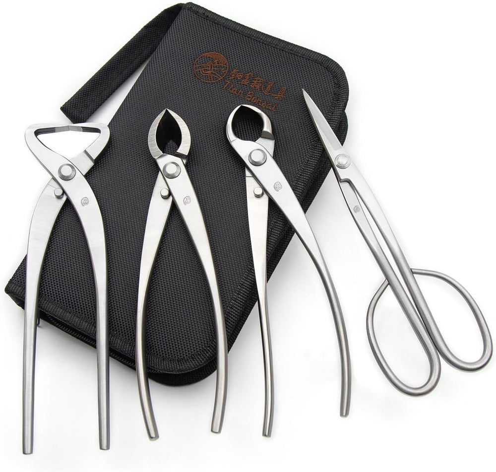 4-PCS Bonsai Tool Set Including Concave Cutter Straight Edge Cutter Trunk Spl...