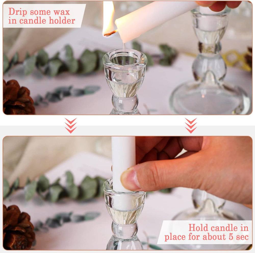Lanttu 24 Pcs Candlestick Holders Bulk 3.55''x2.56'' Taper Ca...