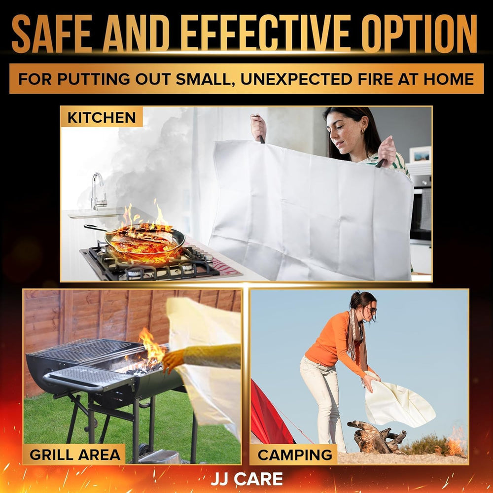 JJ CARE Fire Blanket – 5 Pack with Hooks, 40" x 40" Flame Retardant...