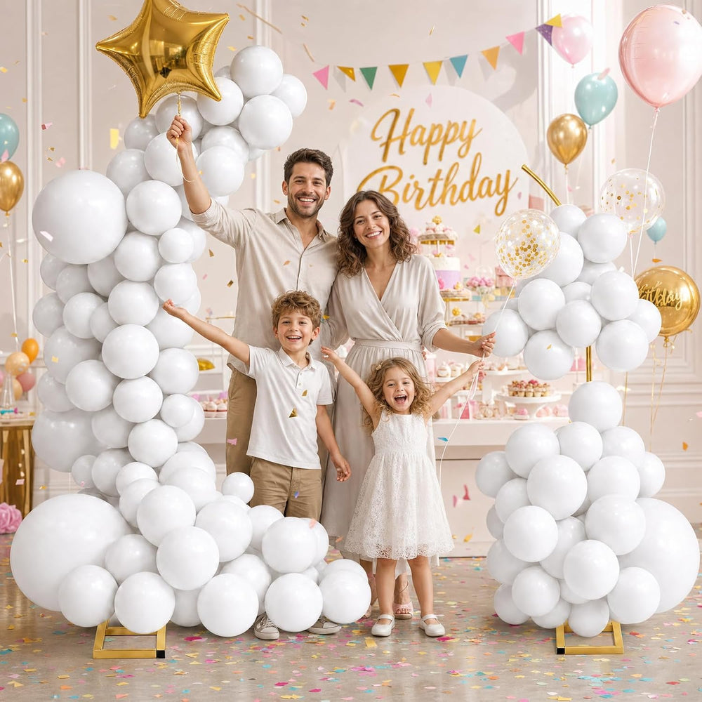 Balloon Arch Stand Kit Set with 145PCS Different Sizes White Balloons – Metal...