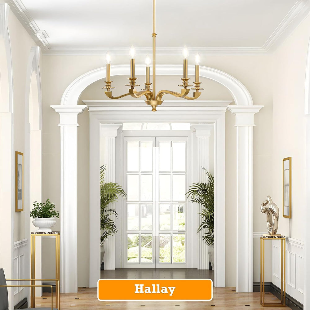 Gold Chandeliers for Dining Room, 25.5 Inch Vintage Gold Chandelier Light Fix...