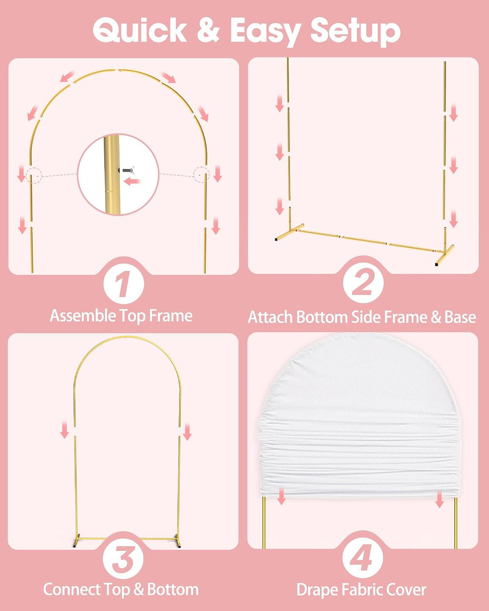 Pureegg Arch Backdrop Stand and Cover Set, Metal, 7.2 ft, White